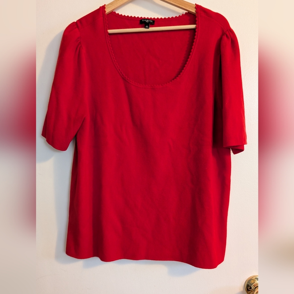 Talbots Bright Red Scoop Neck Short Sleeve Top